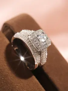 Women's Fashion Ring Set, Bridal Set Rings, Elegant Alloy Zirconia Wedding Promise Rings, Wedding Bands, Perfect for Valentine's Day, Vacation, Commuting, Dates, Parties, Weddings