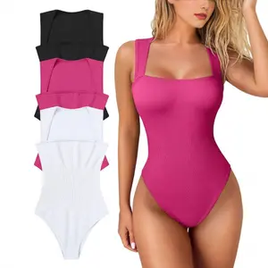3 Pcs Women's Sexy Sleeveless Bodysuit High Elastic Slim Fit Tummy Control Hip Lift Jumpsuit
