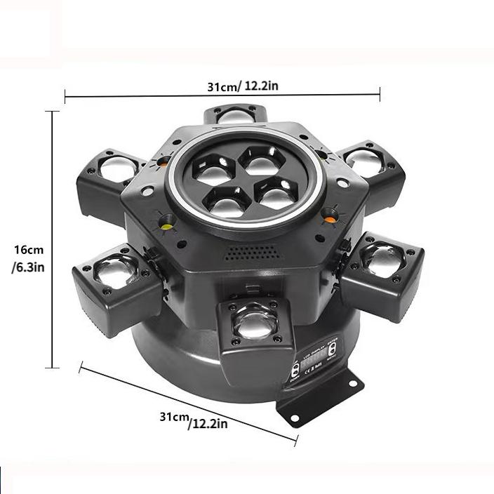 Super 6 In 1 Moving Head DJ Lights RGBW Six Arm Beam Light with Bee Eyes Effect Four LED Strobes DMX 512 Sound Activated Stage Lighting for Party Disco KTV Wedding Club Event Entertainment