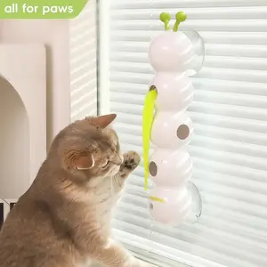 Smart Interactive Cat Toy Pro, Electric Feather & Caterpillar Design, Strong Suction Cup, Replaceable Prey Tail, Durable for All Cats