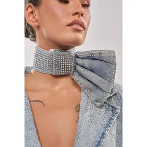 WITH A BOW DENIM NECKLACE