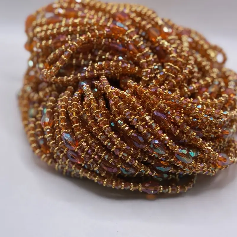 Jaljali Amber Royale African Waist Beads | Handmade Stretch Belly Beads | Gold & Amber Glass Beads | Body Jewelry for Women