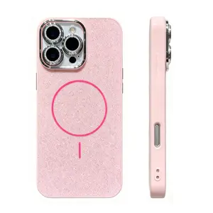 (Case & Nova.) Luxury Glitter Sparkle Magnetic Phone Case with Rhinestone Camera Lens Protector, Compatible with iPhone 17 Pro Max, 16, 15, 14, 13, 12, Shockproof Wireless Charging Protective Cover junk Rustic Silicone beautiful