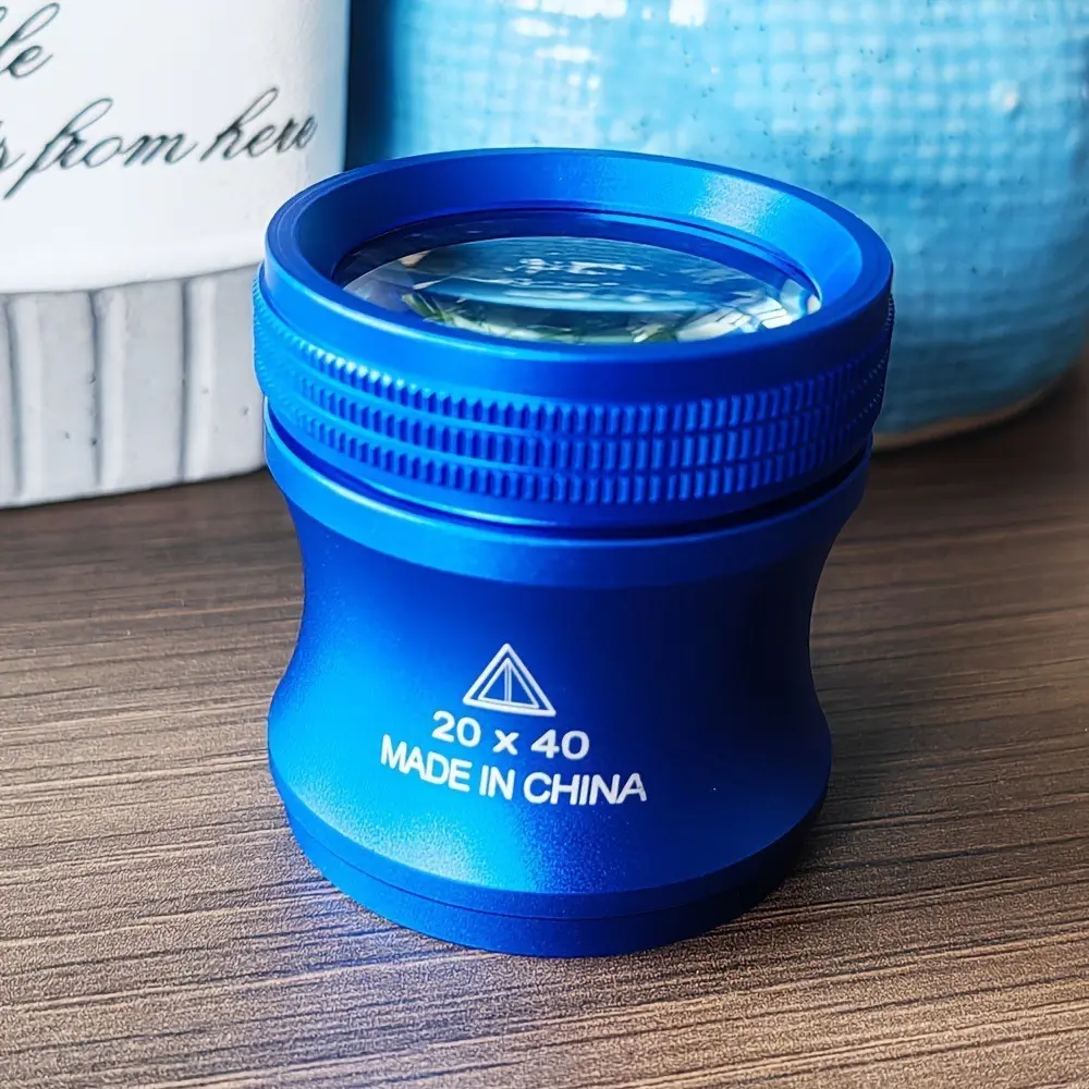 35x Magnification 50mm Handheld Portable Magnifying Glass, Metal Cylinder Loupe, High Power Magnifier for Jewelry, Gemstone, Reading, Collectibles