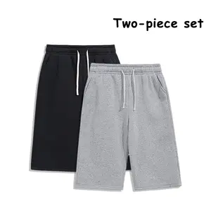 Men’s Summer Trendy Solid Color Minimalist Loose Two-Piece Athletic Casual Bermuda Shorts