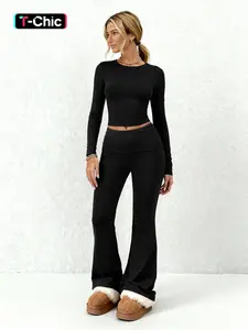 Women's Fall Winter Fitted Workout Set, Long Sleeve Sport Jacket and High Waist Pants, Comfortible Fashion Running Gym Clothes 2 Piece