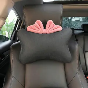 Bow Car Headrest Neck Pillow, Ice Silk Material, All-Season Universal, Super Soft Comfort Support, Wide Compatibility