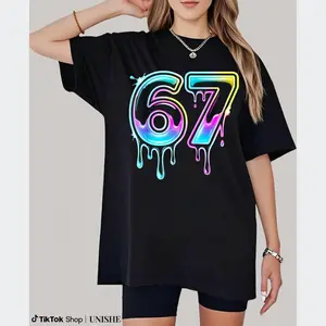 Ice Cream Drip Meme T-Shirt – Six Seven 67 Unisex Casual Top