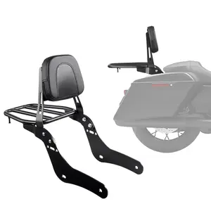 Motorcycle Backrest Sissy Bar with Luggage Rack, Compatible with Honda Rebel CMX 1100 2021-2022, 18-Inch Height, Removable Passenger Backrest, Durable Metal Frame with Leather Pad, Black