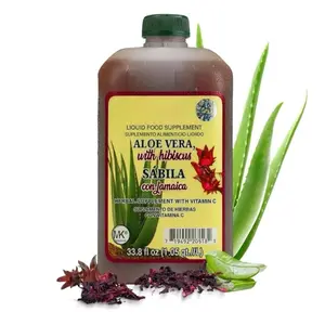 PROSA Aloe Vera, Hibiscus (Jamaica) Herbal Supplement – 33.8 fl oz (1.05 qt / 1L) – with Vitamin C for Digestive & Immune Support