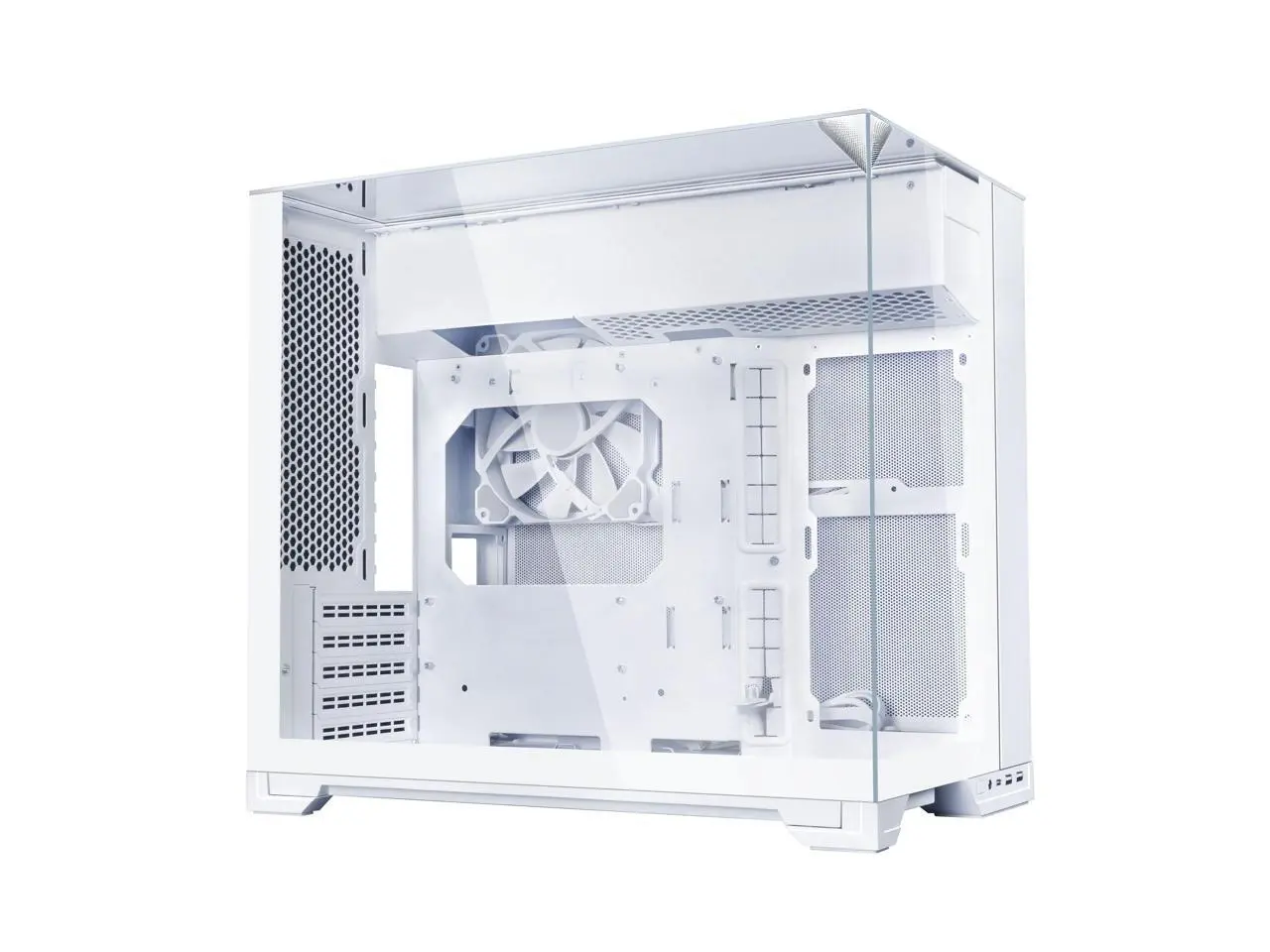 Lian Li O11 Vision-M - mATX Mid Tower PC Case with 140mm Fan - Hidden AIO Design - Triple Tempered Glass Panels - Up to 360mm AIO Support - White (O11VMW)