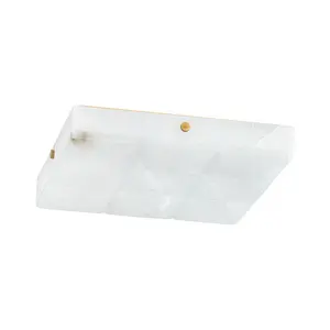 Elegant Gypsum Ceiling Light with Energy-Efficient LED for Hallways and Bathrooms - Warm Alabaster Glow