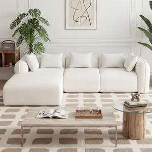 【FELIZPACE】 104.3" Mdular Sectional Cloud Couch for Living Roomo, L-shaped Modern Chenille Sofa Set, No Assembly Compression Sofas, Comfortable Floor Sofa with Memory Foam, Beige, Gray, Black boneless