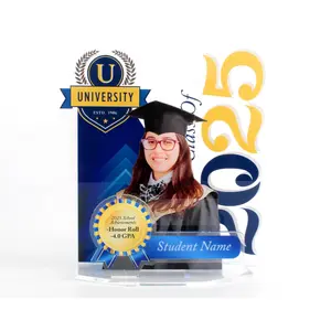 Acrylic University College Theme Award Standee 10x10x4.5 Inches with Customizable Name & Achievements Premium Clear Acrylic Trophy for Student Recognition