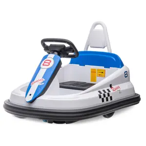 GARVEE 6V Electric Ride On Bumper Car for Toddlers with 2 Mph Max Speed, Steering Wheel, 360 Degree Spin, 2 Speeds, Lights, Music & Horn - Ideal Gift for Ages 3-6, White