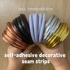 2 Pcs 3-meter self-adhesive decorative seam strips, wall seam stickers, door and window cabinet decorative beautifying strips, corner edges decorative strips
