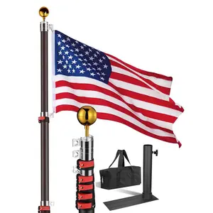 Yescom 30ft Tailgate Telescopic Flag Pole Kit Tire Mount Base Outdoor Camper RV