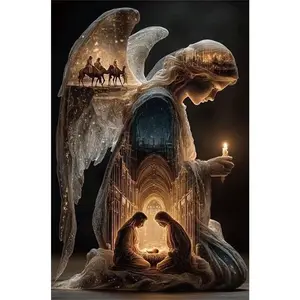 1PC 5D diamond painting 2D flat printing Diamond Painting Kit 5D DIY Beach Scene with Little Girl Collecting Shells Full Drill Rhinestone Embroidery Arts Craft for Home Wall Decor Gift for Adults Ki