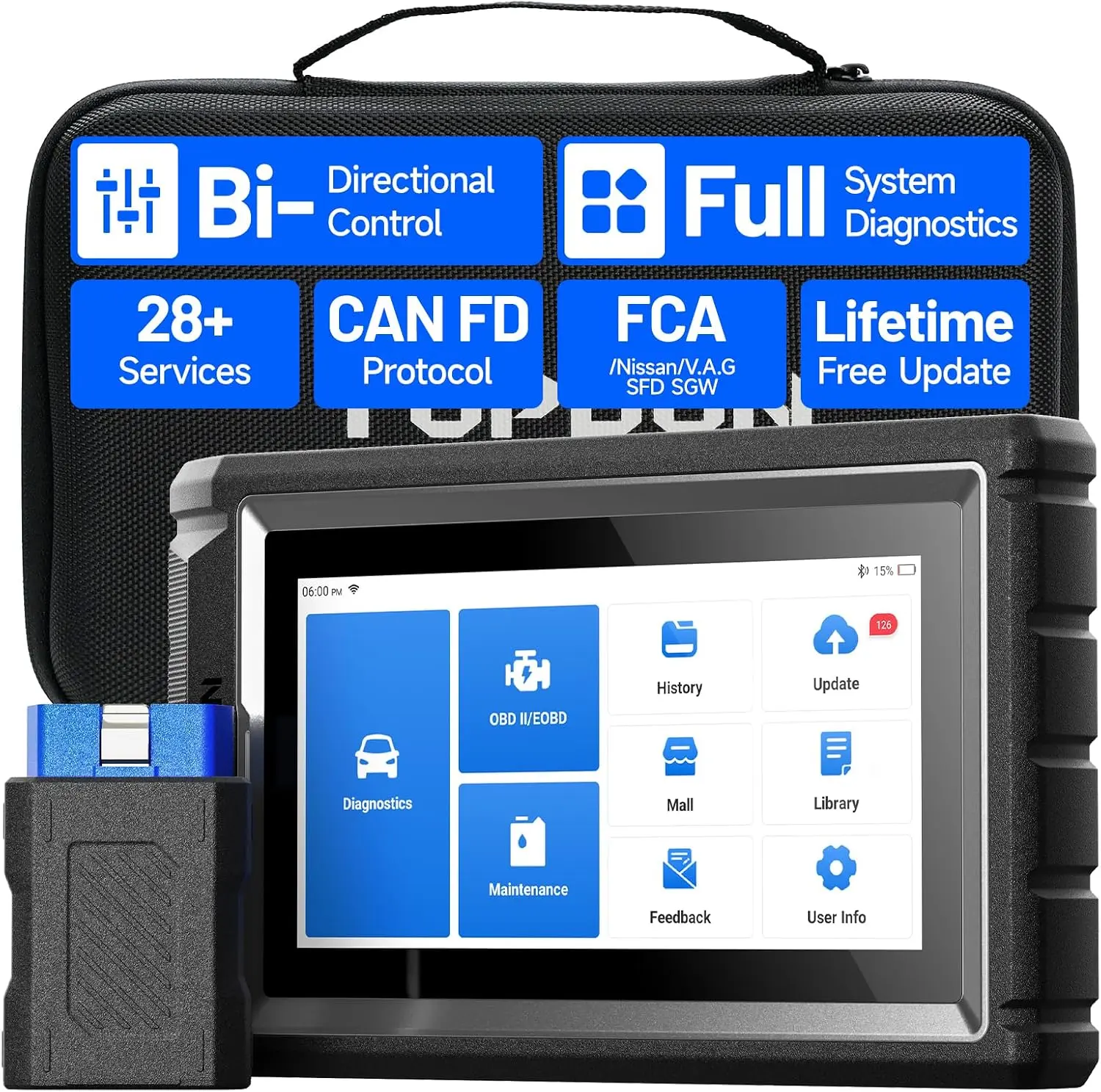TOPDON AD800BT2 OBD2 Scanner, Full System Car Diagnostic Tool with 28+ Reset Services, Lifetime Free Update,80+ Car Brands, Digital Automotive Tester, Automotive Tools, Batteries, Digital Tester, Ad800 Bt2