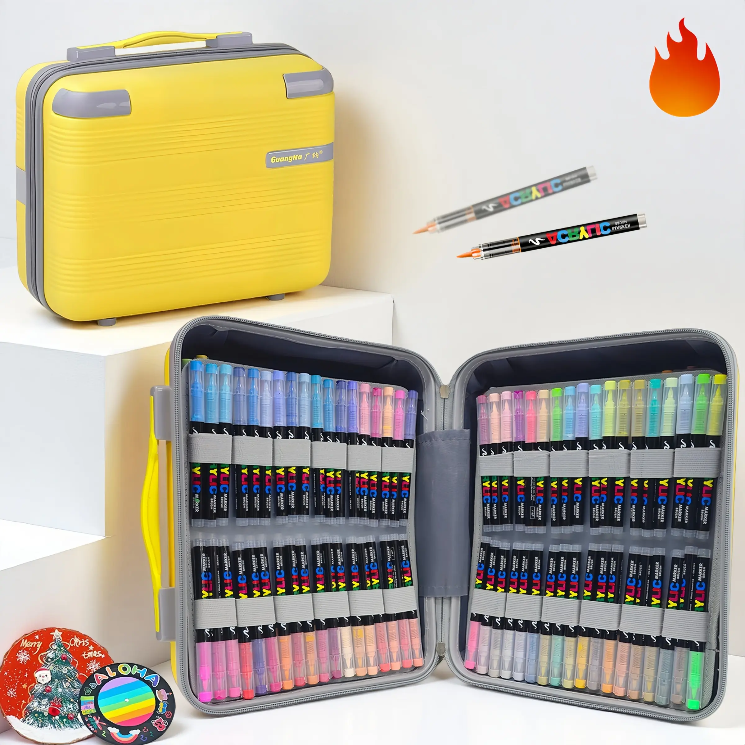High Saturation Soft Tip Acrylic Markers, 360 Unique Colors, Fast Drying, Rub-Resistant, Easy Washable, Portable Storage Box, Professional Art Use, Artist Bundle