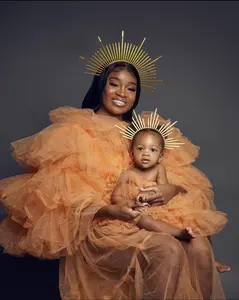 Mommy and Daughter Tulle Dress Set with Matching Mini Princess Outfit for Special Occasions in All Colors and Sizes Womenswear Formal Basic Long Sleeve Minimalist