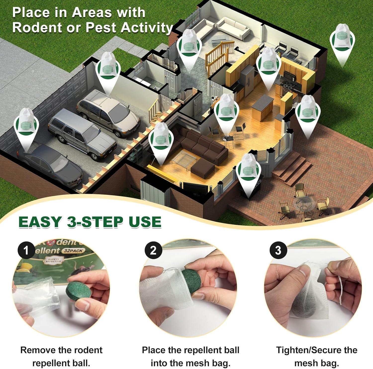 36-Pack Peppermint Oil Repellent Fast-Acting All-In-One Formula Deters Rats Mice Ants Eco-Friendly Cost-Effective Long-Lasting Strong Scent User-Friendly Safe