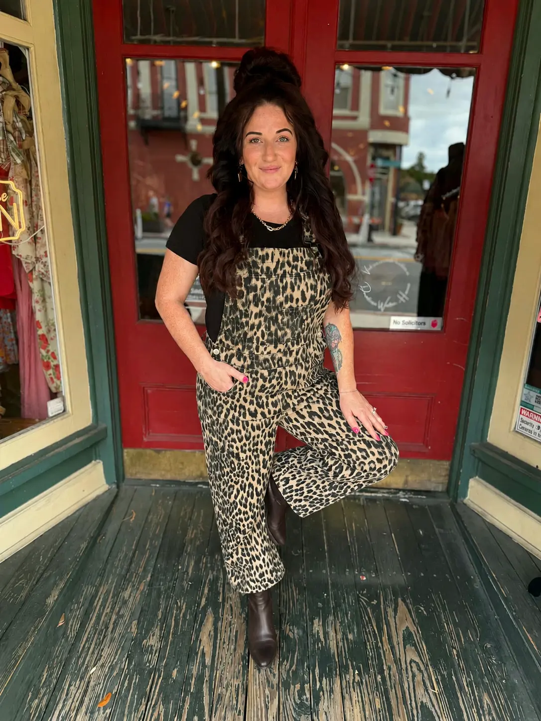 Wild June – Leopard Print Barrel Leg Overalls
