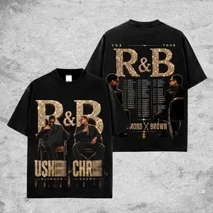 The R&B Tour 2026 : Raymond & Brown  Retro Unisex 100% Heavyweight Cotton T-Shirt, Chris Breezy Bowl 2026 100% Heavyweight Cotton Music Hiphop Shirt, Oversized Vintage Tee, Rap Hiphop Merch, Gift for Music Fans, Pop Culture Shirt