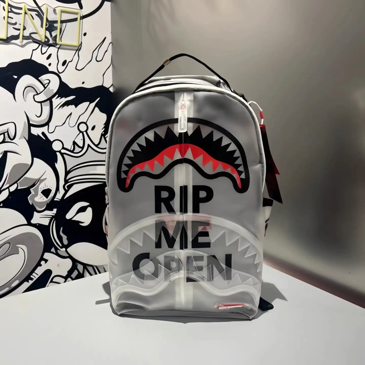 Sprayground Rip Me Open Clear Backpacks,Multiple Colors Available, Transparent MeshSplicing Stadium Gym Travel Personal ItemBookbag for BoysSummer vibes