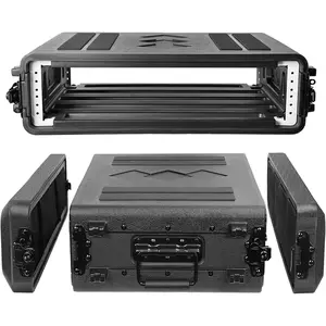 2U Rack Case Shallow 16" Depth, 19" Rackmount Flight Case, Watertight Dust-Proof, Shock Mount for Amplifier, Pro Audio, DJ Mixer, Effects with Microphone Compartments