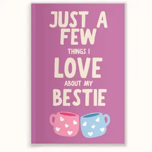 LARKINROAD Just A Few Things I Love About My Bestie Fill In The Blank Galentine's Day Gift Book for Best Friends Soul Sisters & Bridesmaids Full Color Pages 20 Guided Prompts Perfect Keepsake