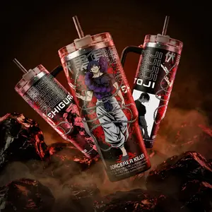 JUJUTSU KAISEN Toji Fushiguro Sorcerer Killer ANIME Graphic Sayal 40 oz Vacuum Insulated Cup Straw Keeps Drinks Hot Cold 12H+ For Anime Lovers & Aesthetic Vibes Cursed Spirit Style Splash-Proof 18/8 Comfort Handle Mug For Fans