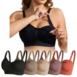 5PCS Seamless Wireless Maternity Bra Set - Soft, Breathable, Full Coverage Postpartum Underwear for Nursing Moms, Maternity Clothing, Bras with Mixed Colors & Comfortabl