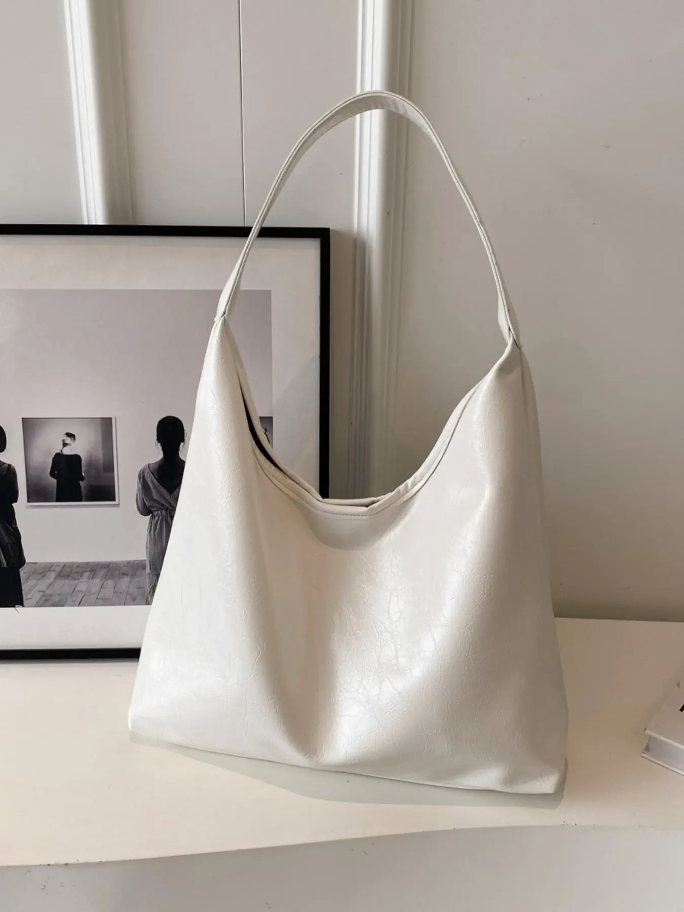 Women's Simple Style Solid Color Shoulder Bag, Fashionable Large Capacity Tote Bag for Work & Daily Use, Trendy Commuter Bag for Travel & Vacation