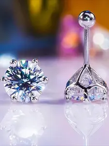 1 Pair 0.5/1/2 Carat Classic 925 Silver Classic Six-prong Moissanite Earrings, for Lady & Gentle, Daily & Wedding Accessory, Ideal for Christmas & Anniversary Gift, with Gift Box