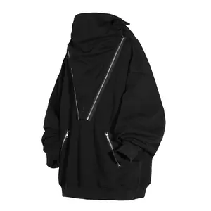 Hih35 Niepce Black Techwear Fashion Half zip Hoodie