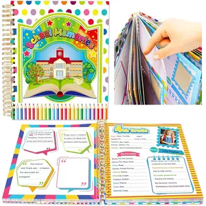 School Memory Book Scrapbook Photo Album for Kids, School Years Scrap Books Kit for Keepsakes Picture Portfolio, First and Last Day from Preschool Through 12th