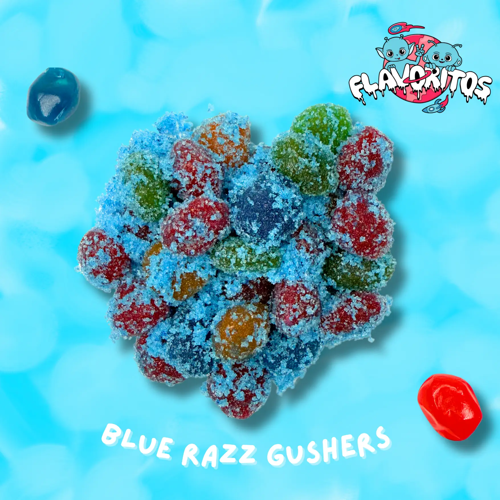 Flavoritos, Blue Raspberry Sour Gushers - Sour and Sweet Candy Snack