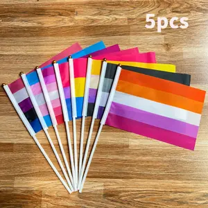 5.51X8.27inch, Rainbow Hand-Held Flag