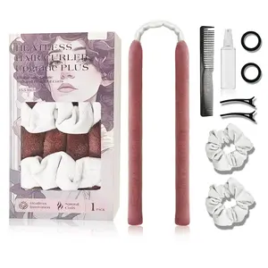 9-Piece No Heat Hair Curler Set, Sleep Magic Hair Rollers, Soft Wave Hair Roller, Overnight Hair Band, Elastic Rods, Styling Kit & Clips