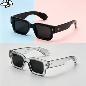 2026 2pcs Classic Full Frame Plastic Geometric Decor Modern Minimalist Style Men's Fashion Glasses, Suitable For Driving, Camping, Outdoor Travel, Tropical Beach Vacation, Family Outing, Going Out And Other Occasions, Fashionable Accessory
