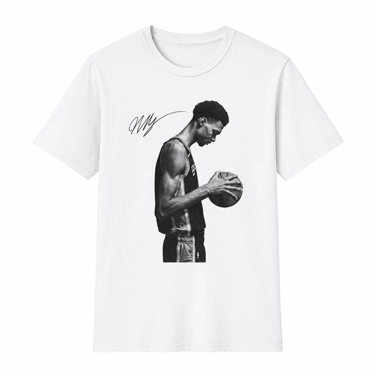 Victor Wembanyama Signature Graphic Tee | Vintage Black & White Basketball Bootleg Oversized Shirt for Men Top Streetwear Tshirt Summer Crewneck Shortsleeve