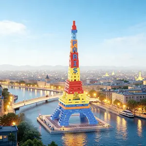 Eiffel Tower 3D Puzzle Block Decor, Ideal for Home Office Shelves, Party Decor, Perfect Gift for Holidays, Handcrafted Ornament