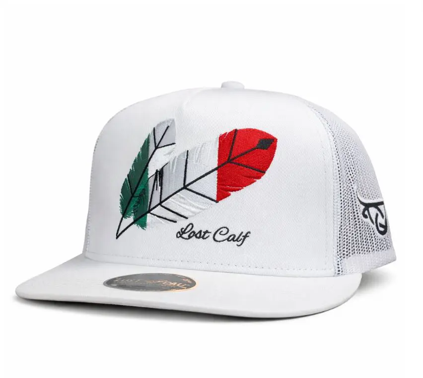 Colorful Feather White Trucker Hat Embroidered Mesh Snapback Cap Casual Gift Adults