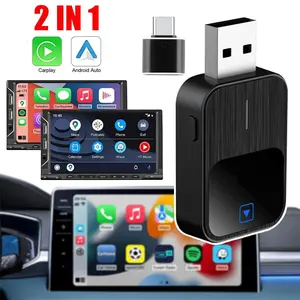 Wireless CarPlay Android Auto 2in1 Adapter USB Dongle, Bluetooth 5.2 Stable Connection, Plug & Play, Auto Pairing, OTA Upgrade, Dual USB-A/USB-C Port for Original Wired Cars