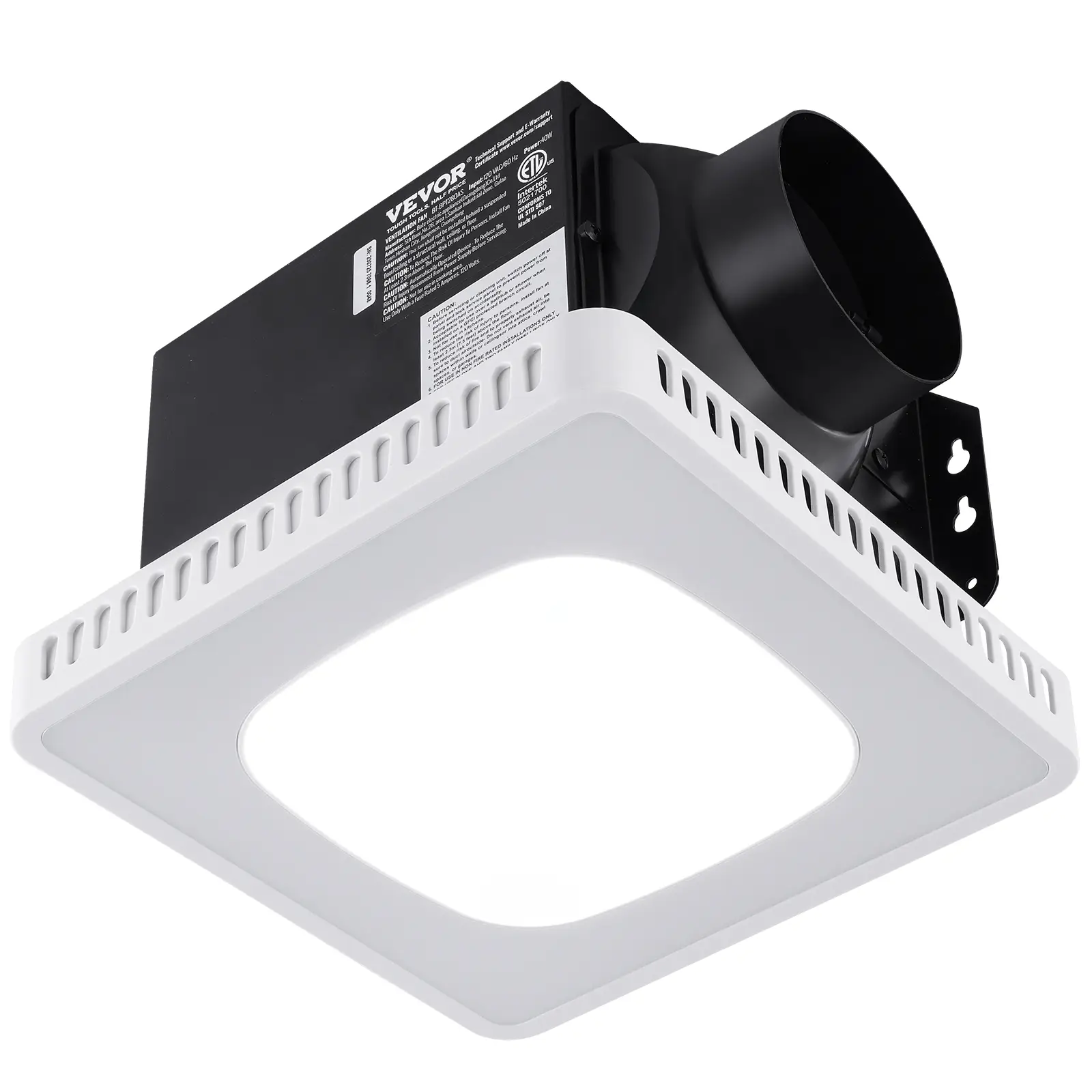 VEVOR Bathroom Exhaust Fan, 8 LED Colors, 110 CFM Efficiency Ventilation, 1.5sones Low Noise All-Copper Motor, Energy-Saving Bathroom Ceiling Fan, No