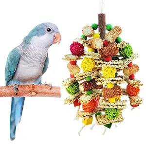 Bird Toys, Parrot Toys for Large Birds,Natural Corn cob and Loofah Slices Bird chew Toys for African Grey Parrots, Macaws, Cockatoos, Amazon Parrot and other Small and Medium-Sized Parrot (Colorful)