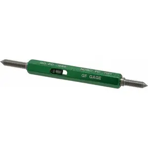 GF Gage Plug Thread Gage, #5-40 Thread, 2B Class, Double End Go & No Go, 0.1088" Go Pitch Dia, 0.1121" No Go Pitch Dia, Handle Included, Model W0125402BS