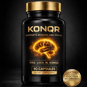 Konqr Focus and Cognitive Support 90 Capsules - Caffeine-Free Nootropic for Enhanced Memory Focus and Stress Resistance Dietary Supplement