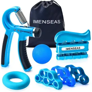 Grip Strength Trainer 7 Pack Adjustable, Finger Stretcher Resistance Extensor Bands, Finger Exerciser, Hand Gripper Strength Ring & Stress Ball